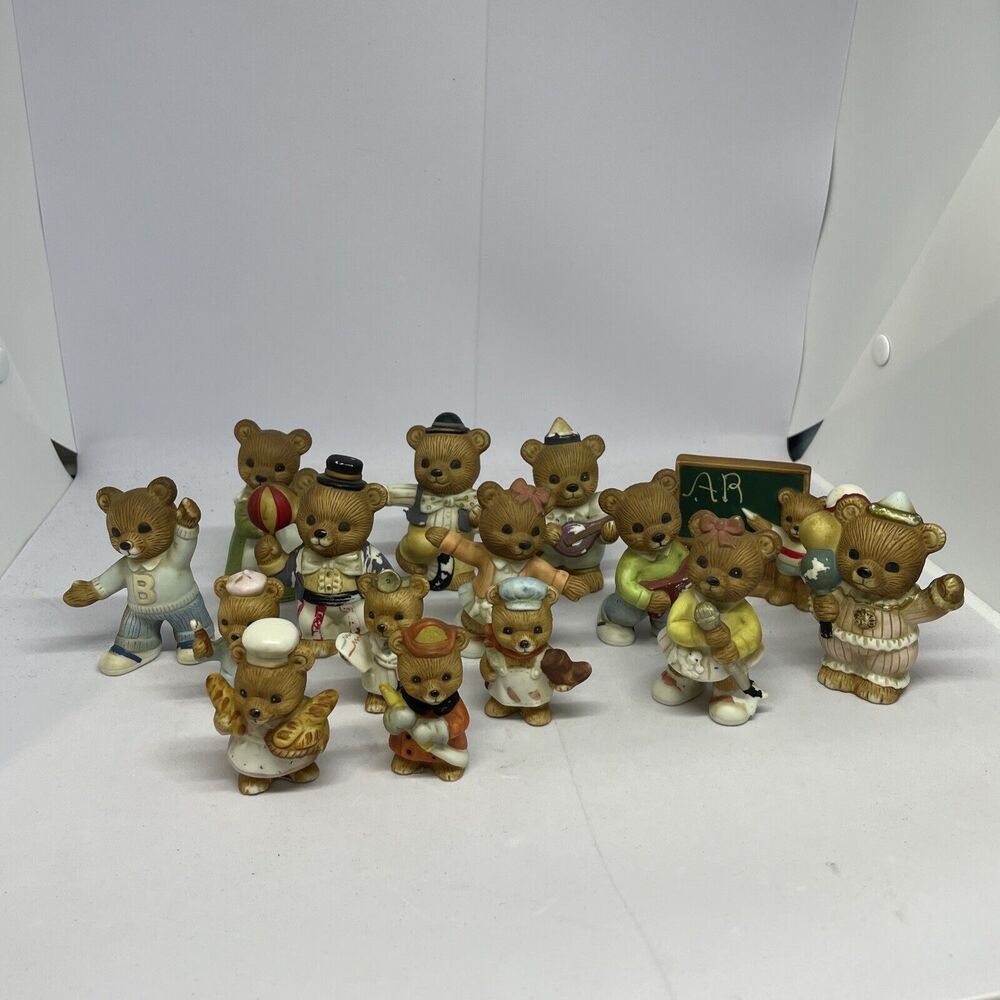 HOMCO Bears Ceramic Fireman Poodle Skirt Clown Teacher Doctor Chef ETC Lot of 15